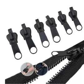 6 Pieces Zipper Replacement - Set of 3 Sizes (Black) for Clothes, Bags, Suitcases - Practical Zipper Repair Kit
