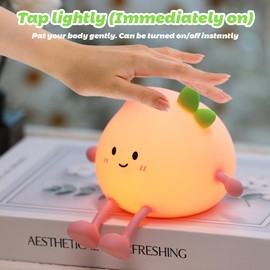 Fouvin Peach Nachtlicht Kinder, Cute Lamp Nachtlicht Baby Silikon Lampe Night Light, Baby Lampe Nachtlicht Touch Steuerung, Geschenk Mädchen Geschenke für Jungen, Mädchen