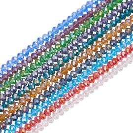 PandaHall 10-Stränge Elektroplatte Glasperlen AB Farbe überzogene Glasperlen aus facettierter Rondelle 8mm Kristallperlen Stränge für Handwerk DIY Freundschaft Armbänder Perlen Schmuck Herstellung