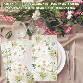 200 Pcs Guest Napkins Bathroom Napkins Guest Disposable Hand Towels Dinner Paper Napkins Decorative Towels for Wedding Holiday Anniversary Birthday Tea Party Baby Shower (Rectangle Cymbidium)