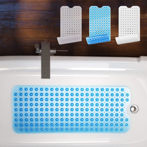BEARTOP Bath Mat | Bath Non-Slip BPA Free | Non-Slip Mat Shower Children | Made of Rubber | 40 x 100 cm Non-Slip Bath Mat for Seniors and Children | Blue