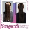 Hetto Real Hair Braid Extensions, Brown Ponytail Real Hair Extensions,