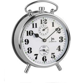 LOWELL Justaminute JC8001S Mechanical Alarm Clock Metal Watch Case Clear Arabic Numbers