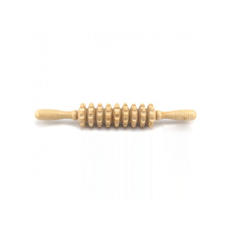 Wooden acupressure roller massage stick