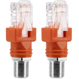 BERANMEY RF to RJ45 Converter Adapter, 2 Pack F Female to RJ45 Male Ethernet Adapter Coaxial Coupler Coax Straight Connector