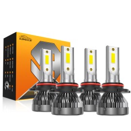 AUIMSOCO 4x 9005 9006 LED Combo Headlight Kit Bulbs 6000K Cool White Bright High Low Beam