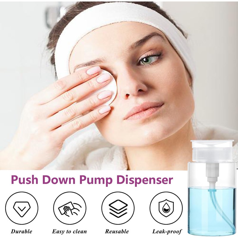 Push Down Pump Dispenser, 6.8oz Clear Pump Bottles with Alcohol,