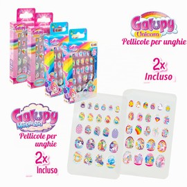 CRAZE Sticker per Unghie Galupy, Confezione da 4-96 Unghie Finte Autoadesive per Bambine, Set Manicure per Bambina