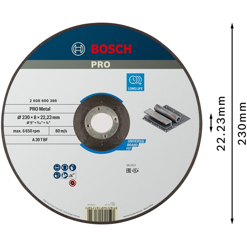 Bosch 2608600386 Sanding Accessories Grinding Wheels 230 x 8 mm