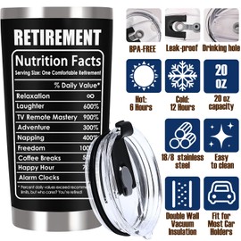 Breezy Valley Funny Retirement Gifts for Men Women, Retirement Cup Tumbler - Humorous Retired Gifts for Teachers Coworkers Boss