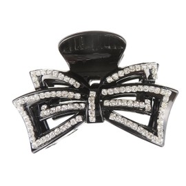Extra Sparkly Black Diamante Crystal Evening Ladies Luxury 9 cm Hair Straight Bow Hair Claw