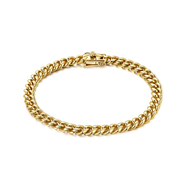Cysnuc 6mm 8mm 14K Real Gold Plated Miami Cuban Link