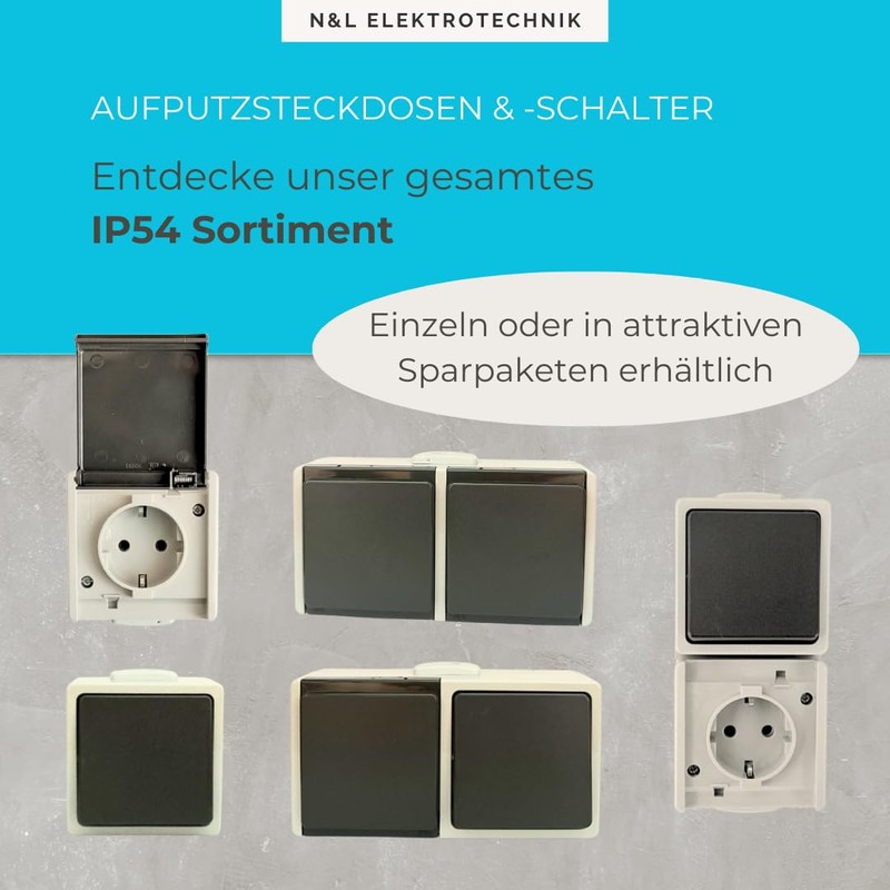 N&L Surface-Mounted/Wet Room Combination Vertical - IP54 - Splash-proof -