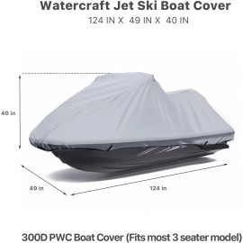 GOODSMANN Boat Cover Jet Ski Cover 300D Heavy Duty Trailerable Watercraft Cover