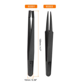 HARFINGTON 2Pcs 93301/93303 Precision Plastic Tweezers Kit 120mm Anti-static Flat Round Head Craft Tweezers Set for Electronics Jewelry Making Laboratory Work DIY Repair Tool