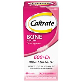 Caltrate 600 Plus D3 Calcium and Vitamin D Supplement Tablets, Bone Health Supplements for Adults - 60 Count