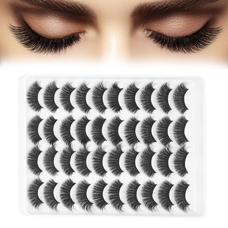 20 Pairs Makeup False Lashes Salon Long Curly Thick ThreeDimensional