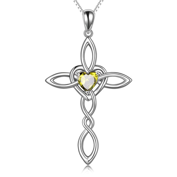 Cross Necklace Sterling Silver Religious Irish Celtic Knot Cross Heart