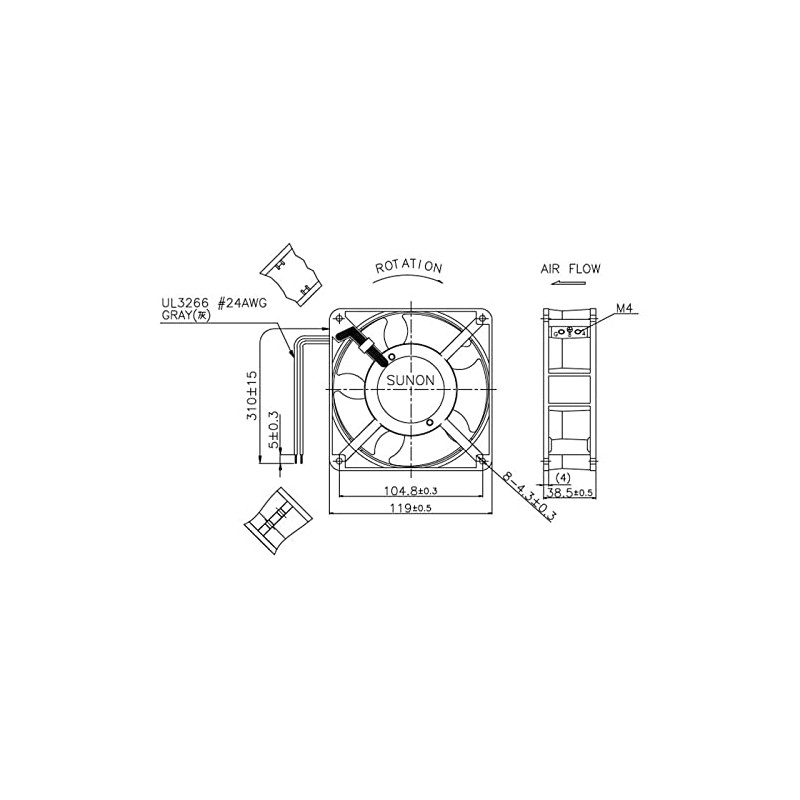 Sunon DP203A2123LBL-S Fan 230 V AC 10.9 W 120 x