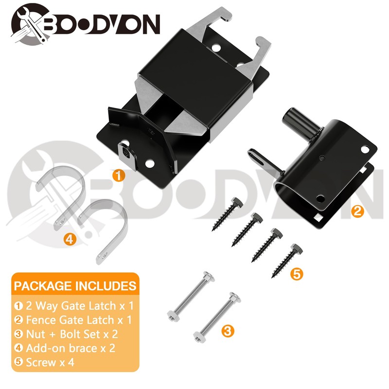 BOODVON 2 Way Gate Latch, Heavy Duty Lockable Two Way