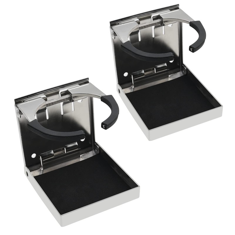 2PCS Boat Cup Holder, Adjustable Folding Cup Holders, Stainless Steel