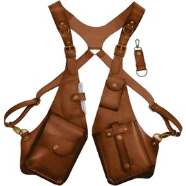 Bolso Bandolera para Las Axilas para Hombres, Bolso Bandolera Ajustable Antirrobo Vintage De Cuero PU con Múltiples Bolsillos para Exteriores, Marrón Claro, Doble Axila, Un