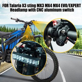 YIBEICO LED Headlight Kit for Talaria Sting R MX4 MX3 with Switch, Plug N Play Light Bar Headlight with Headlamp Mount Bracket, High Brightness Front Headlamp LED Bulbs Light (With Switch)