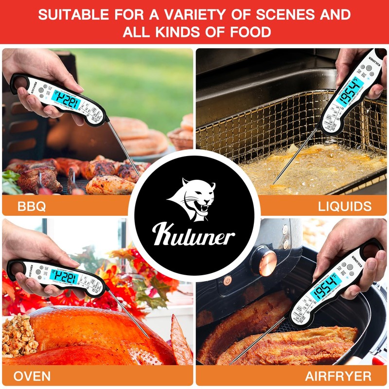 KULUNER TP-01 Waterproof Digital Instant Read Meat Thermometer with 4.6