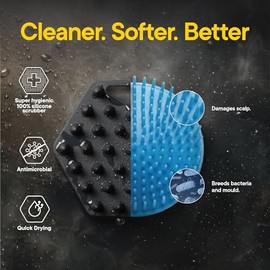 TOOLETRIES Cepillo de silicona para champú y gancho para cuero cabelludo, cepillo para el crecimiento del cabello para hombres y mujeres, exfolia la c