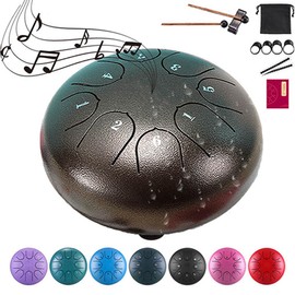 Rain Drum for Outside Garden, 8 Note 6 Inch Steel Tongue Drum, Chakra Drum for Rain Music Chime, Musical Instruments When It Rains, Meditation Accessories for Camping, Meditation, Yoga, Education(6gre