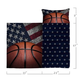 Datura home Nap Mat -Basketball Sleeping Bag with Removable Pillow - Daycare and Sleepovers Preschool Kindergarten Bedding Set for Kids Toddler Boys Girls(Basketball Standard)