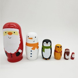 Healifty 6pcs Russian Nesting Dolls Matryoshka Wood Santa Claus Stacking Toy Doll