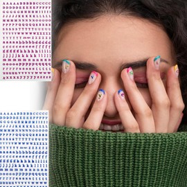 EORTA 8 Sheets 3mm Alphabet Stickers Mini Capital Lowercase Letter Stickers Colorful Plastic Glitter Adhesive Sticker for Nail Art Scrapbook Epoxy Resin Casting Decor DIY Crafts, Multi