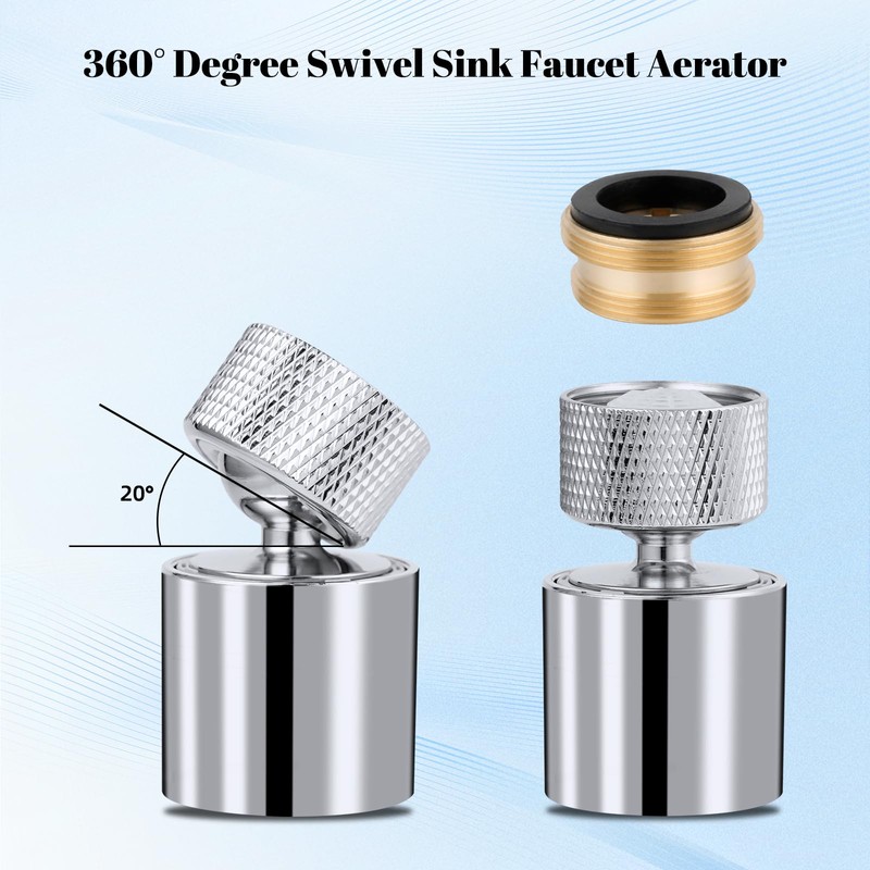 Hibbent Dual-function Metal Faucet Aerator, 2-Flow Big Angle Rotate Kitchen