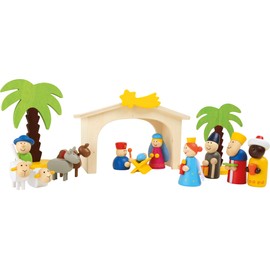 Wooden Christmas Nativity Manger Play Set
