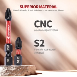 ColumPRO 4PCS Bit Storage Set 2PCS 60mm Strong Magnetic Extension Bit Holder with S2 1 x 50mm PZ2 & 1 x 50mm PH2 Screwdriver Impact Bits Compatible with 1/4 Inch Hex