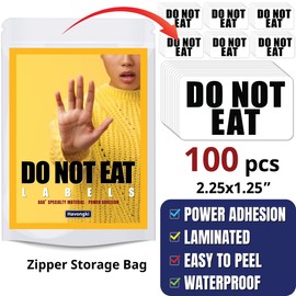 Havongki 100pcs Premium DO NOT EAT Warning Labels Stickers Caution Sign Decals Bulk | Wax Melt Soap Silicone Pills Fake Food Car Diet Containers Candle Beads Spray