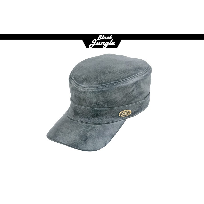 Black Jungle Castro Army Leather Cap Military Cap Biker Cap
