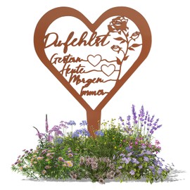 RICKMASK Grave Stake Weatherproof Grave Decoration Heart: Grave Stake Metal Heart Grave Decoration with Saying "Du Fehlst - Graveyard Decoration for Memorial Memorial Mourning