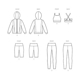 McCall's Girls' Athletic Knit Jacket, Cropped Top and Leggings Sewing Pattern Kit, Design Code M8374, Sizes S-M-L, Multicolor