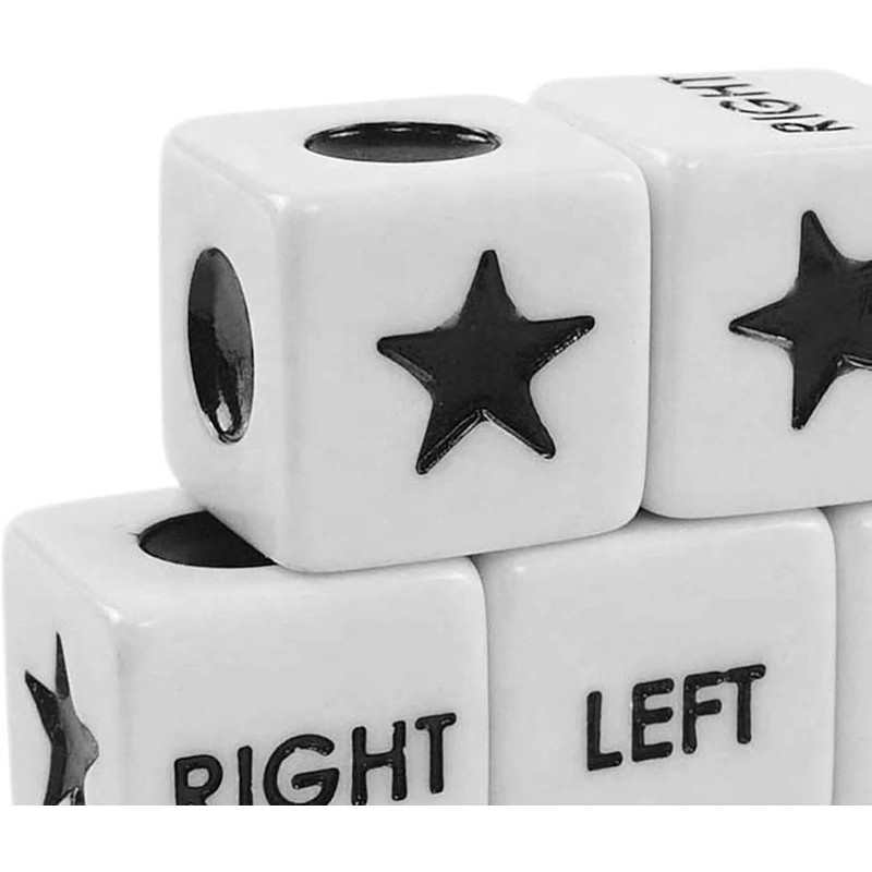 5Pcs White Left Right Center Dice Six Sided Standard Size