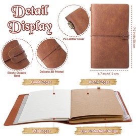 10 Pieces PU Leather Journal Bulk Vintage Travel Notebook Multicolor Refillable Journal Diary Planner with Blank and Lined Paper Card and Phone Slot Writing Journal for Men Women, 7.9 x 4.7 Inches