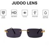 JUDOO Fashion Rimless Rectangle Sunglasses for Women Men Trendy Frameless