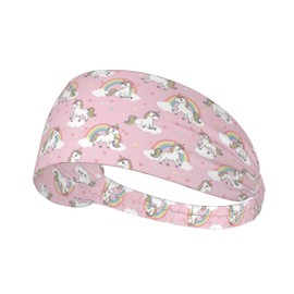 FATTTYCY Unicorn Rainbow Pink Sports Headband for Women Men