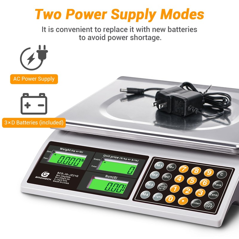 BROMECH Price Computing Scale, 66lb Digital Commercial Food Meat Produce