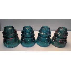 Vintage Hemingray 42  Glass Insulators W Glow In The Dark Stars Set of Four WOW