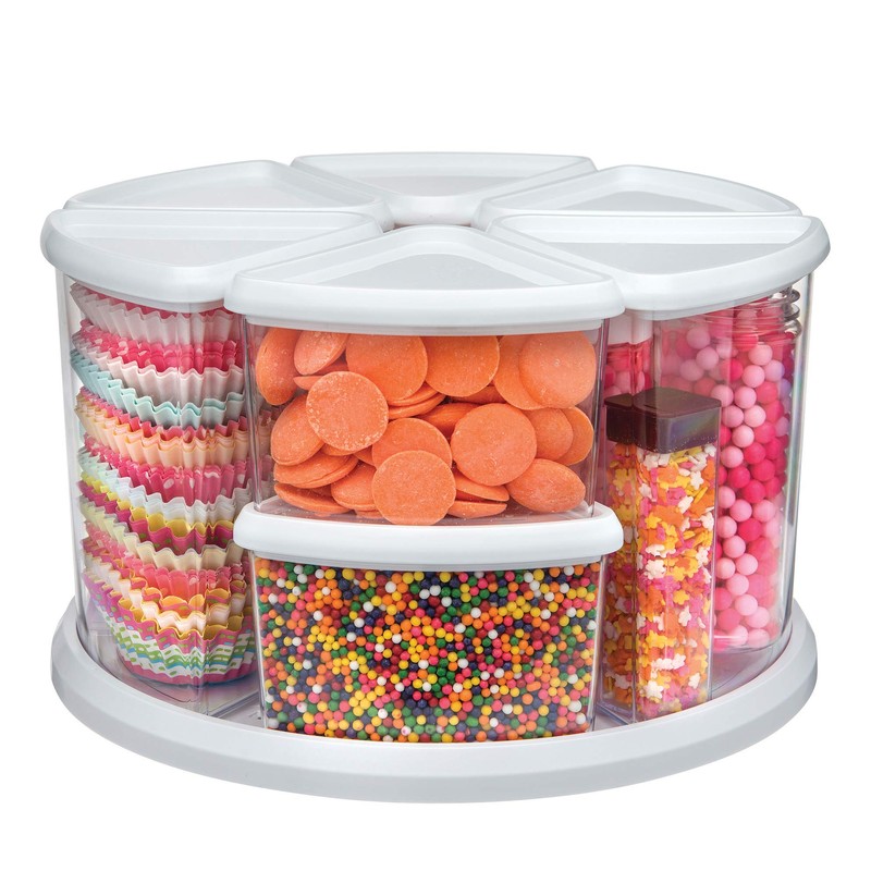 Deflecto Rotating Carousel Craft Organizer, 9-Canister, Includes 3" and 6"
