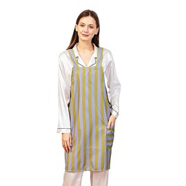 GAJOEY Green Stripe kitchen Apron with Pockets for Women Cross Back Apron Pinafore Dress for Baking Cooking Gardening Daily Work