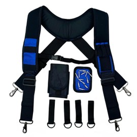 Infithvac Tool Belt Suspenders for Work Belt Heavy Duty Padded with Magnetic WristBand Attachment Loops for Men