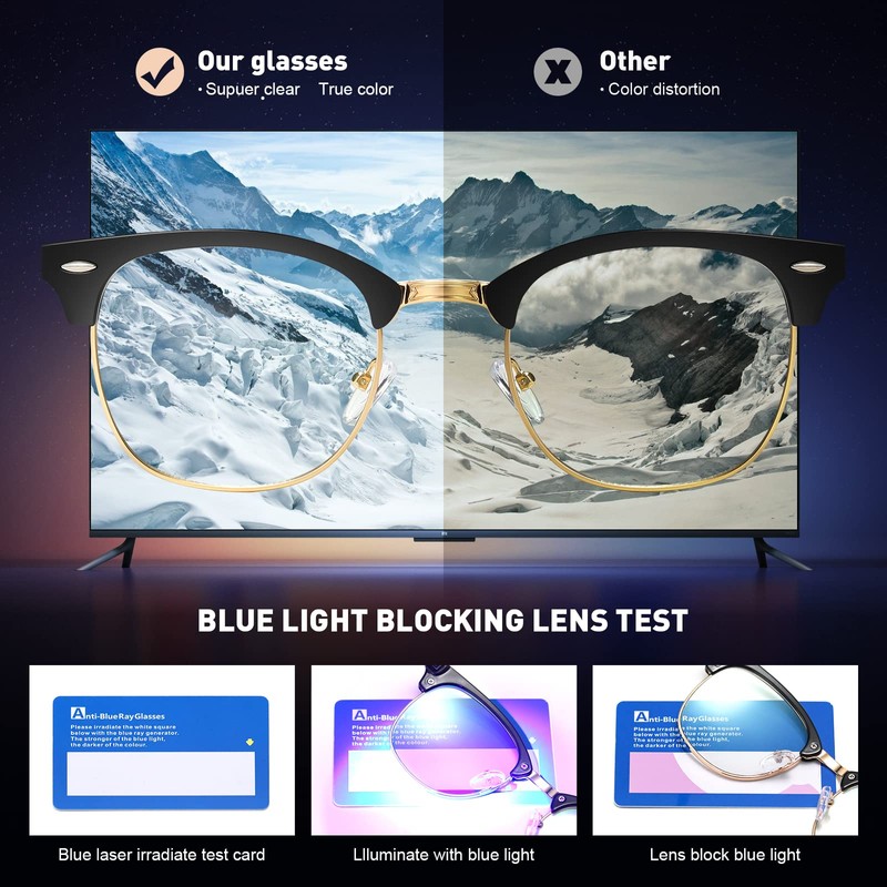 AOMASTE Blue Light Blocking Glasses Vintage Half Frame UV Clear